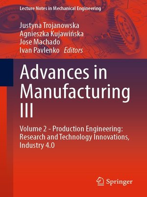 cover image of Advances in Manufacturing III